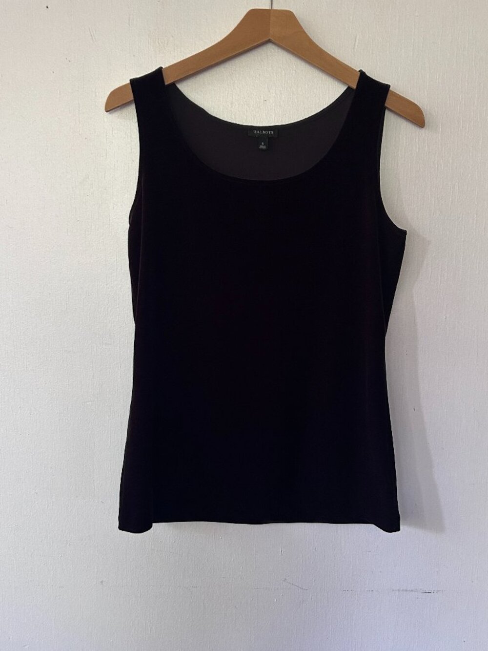 Talbots Velvet Tank Top Womens Small Black Scoop Neck Whimsigoth Dark Romantic
